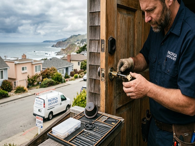 Smart lock installation at Pacifica vacation rental
